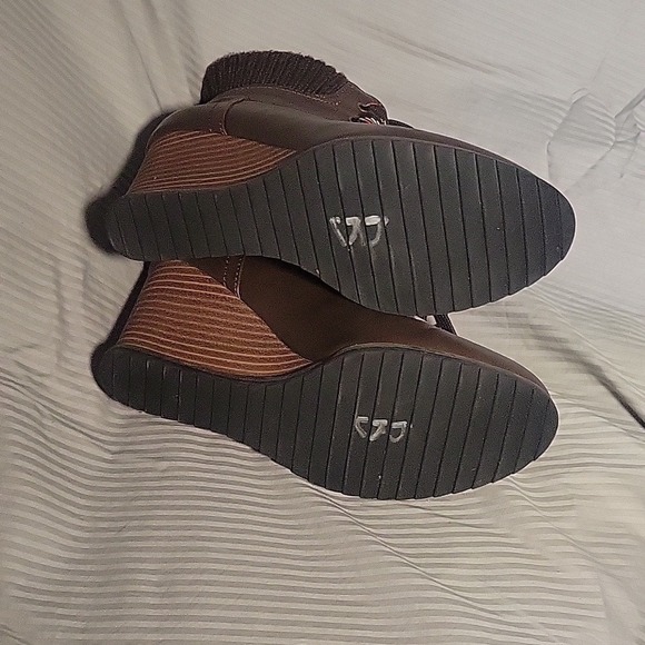 Nautica Wedge Heel Ankle Boots Knit Cuff Lace Up Brown Casual Size? - Picture 5 of 7